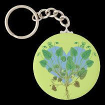 Blue Heart Green Leaves keychains
