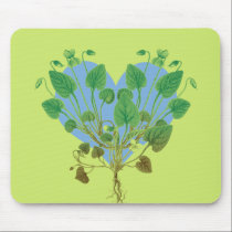 Blue Heart Green Leaves mousepads