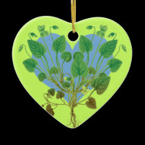 Blue Heart Green Leaves ornaments