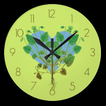 Blue Heart Green Leaves wall clocks