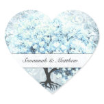 Blue Heart Leaf Tree Wedding Seal stickers