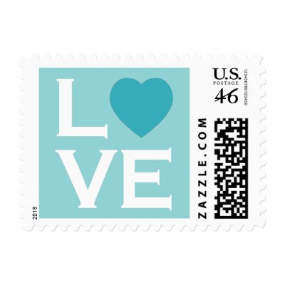 Blue Heart Love Postage Stamps