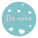 Blue heart love Valentine's day custom party favor sticker