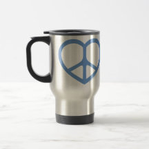 Blue Heart of Love, Peace Sign Mug