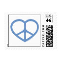 Blue Heart of Love, Peace Sign postage