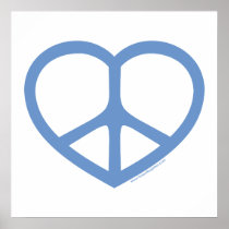 Blue Heart of Love, Peace Sign Poster