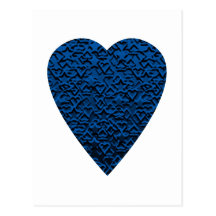Blue Heart. Patterned Heart Design. Post Cards