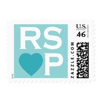 Blue Heart RSVP Postage Stamps