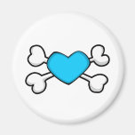 blue heart Skull and Crossbones magnets
