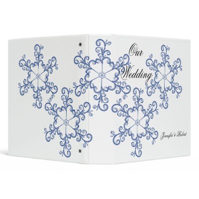 Blue Heart Snowflake Wedding Album Vinyl Binder