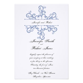 Blue Heart Snowflake Wedding Invitation