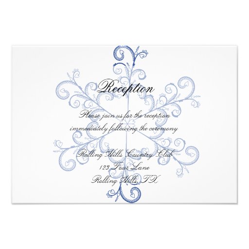 Blue Heart Snowflake Wedding Reception Invitation