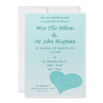 Blue Heart Swirl Wedding Invitation