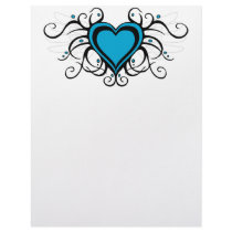 Blue Heart Swirls letterhead