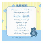 Blue Heart Teddy Bear Baby Shower Invitation