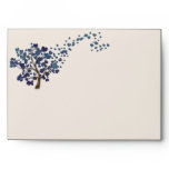 Blue Heart Tree on Ivory Wedding Envelopes