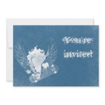 Blue Heart with Angel Wings Invitation by BlayzeInk Blue Heart with Angel Wings Invitation