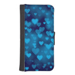 Blue Hearts Bokeh Phone Wallet Case
