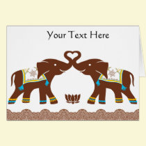 Blue Henna Elephant Love Card cards
