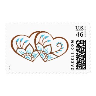 Blue Henna Hearts stamp