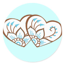Blue Henna Hearts stickers