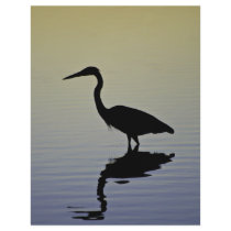 Blue Heron Bird Silhouette at Sunset Letterhead Template