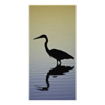 Blue Heron Bird Silhouette at Sunset Custom Photo Card