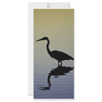 Blue Heron Bird Silhouette at Sunset Rack Card Design
