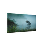 Blue Heron Misty Morning Canvas Art Print Stretched Canvas Prints