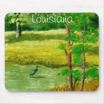 Blue Heron on Louisiana Pond Mouse Pad