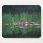 Blue Heron Reflections Animal Painting Mousepad