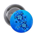 Blue Hibiscus And Honu Turtles Pin
