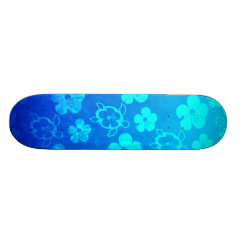 Blue Hibiscus And Honu Turtles Skateboard Decks