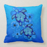 Blue Hibiscus And Honu Turtles Throw Pillows