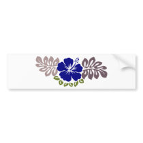 Blue Hibiscus and leaves Bumper Sticker