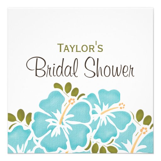Blue Hibiscus Bridal Shower Invitations
