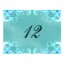 Blue Hibiscus Floral Reception Table Number Cards Post Card