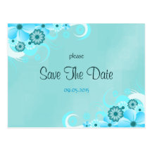Blue Hibiscus Floral Save The Date Announcements Postcards