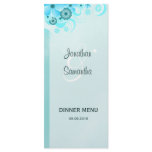 Blue Hibiscus Floral Wedding Dinner Menu Cards Rack Card Design