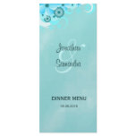 Blue Hibiscus Floral Wedding Dinner Menu Cards Full Color Rack Card