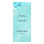Blue Hibiscus Floral Wedding Dinner Menu Cards Full Color Rack Card
