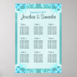 Blue Hibiscus Floral Wedding Table Seating Charts Posters