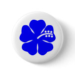 Blue hibiscus flower design pinback buttons