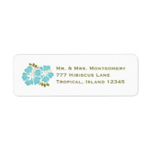 Blue Hibiscus Return Address Labels Custom