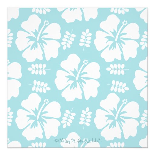 Blue Hibiscus Wedding Invitations