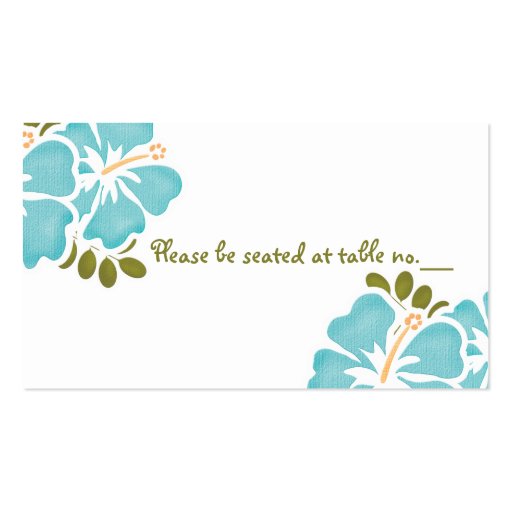 Blue Hibiscus Wedding Table Place Cards Business Card Template (front side)