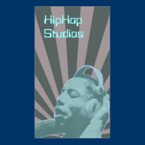 Blue Hip Hop Headphones Business Card Template business cards