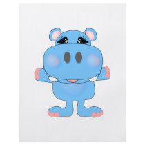 blue hippo cute character flyers