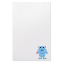 blue hippo cute character stationery design
