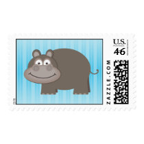 Blue Hippopotamus Postage Stamp